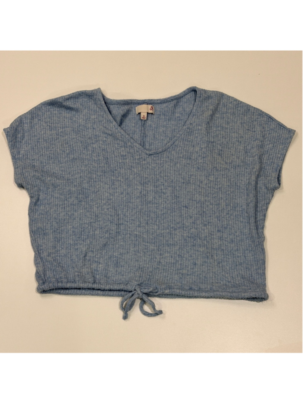 SO Women's M Ribbed Knit Tie Hem Crop Top - b14